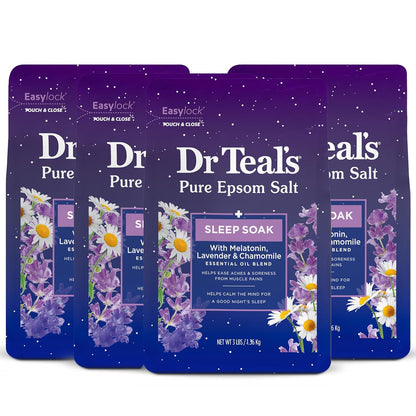 DreamDrift Elixir: Melatonin-Infused Epsom Salt Sleep Soak, 3 lb (Pack of 4)