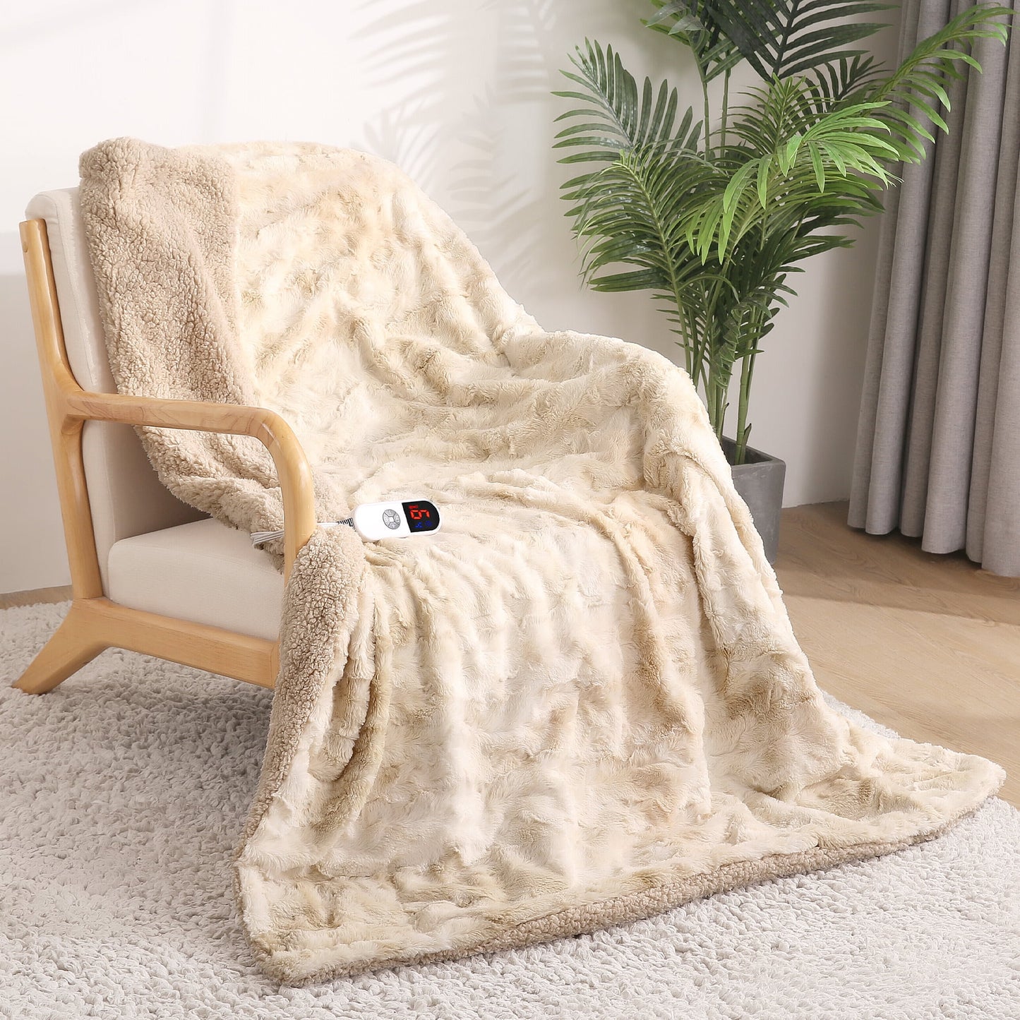 Premium Tie-Dye Electric Blanket - Plush Faux Fur | 50"x60" | 6 Heat Settings | LED Display | Machine Washable