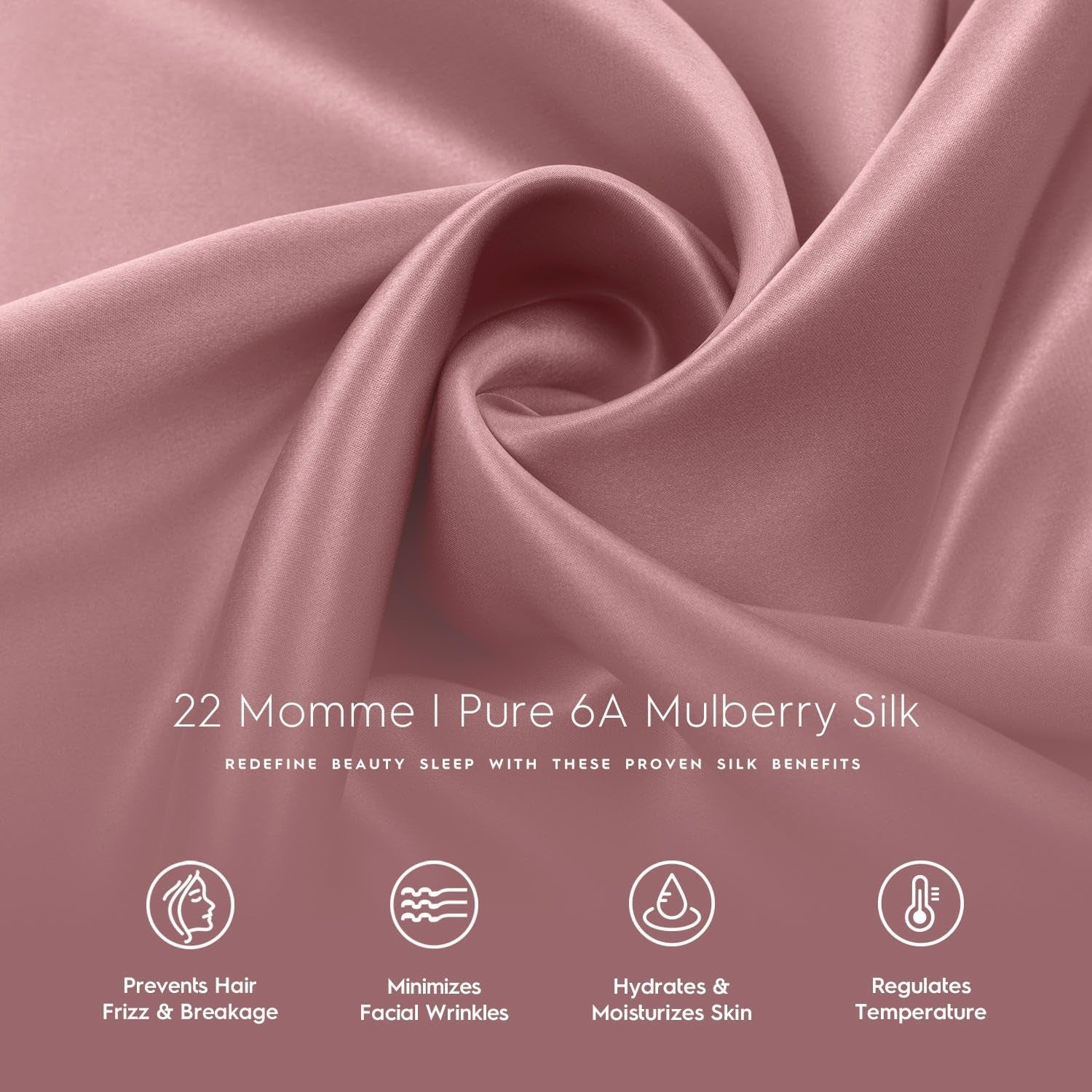 Luxury Misty Rose Pink Silk Pillowcase - 100% Pure Mulberry 6A Silk for Hair & Skin, Cooling & Organic