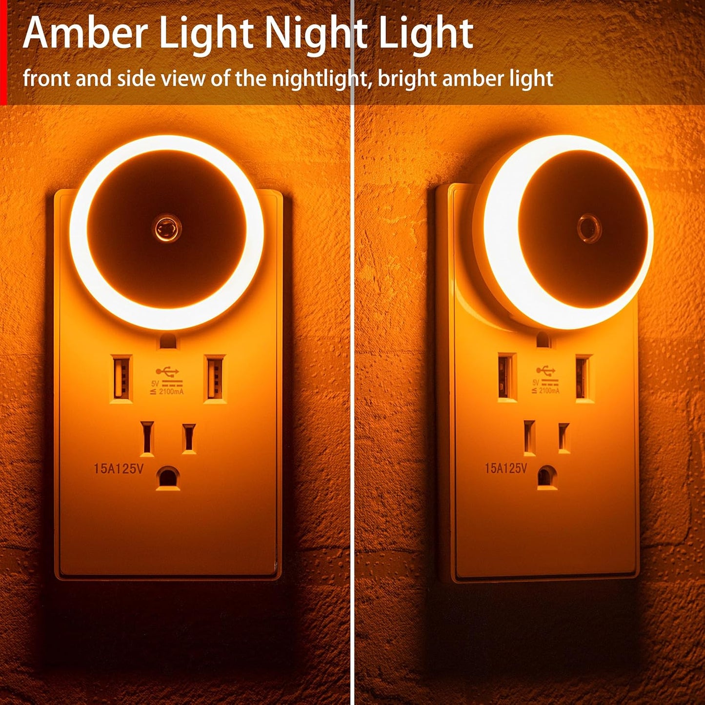 Red Night Light: Deep Sleep and Relaxation | 2-Pack | Dusk-to-Dawn Sensor | Ideal for Bedrooms