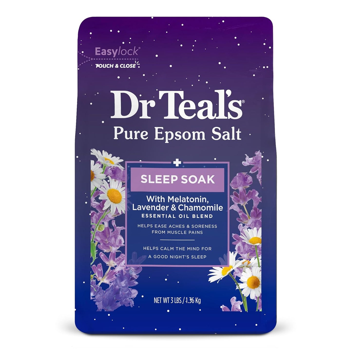 DreamDrift Elixir: Melatonin-Infused Epsom Salt Sleep Soak, 3 lb (Pack of 4)