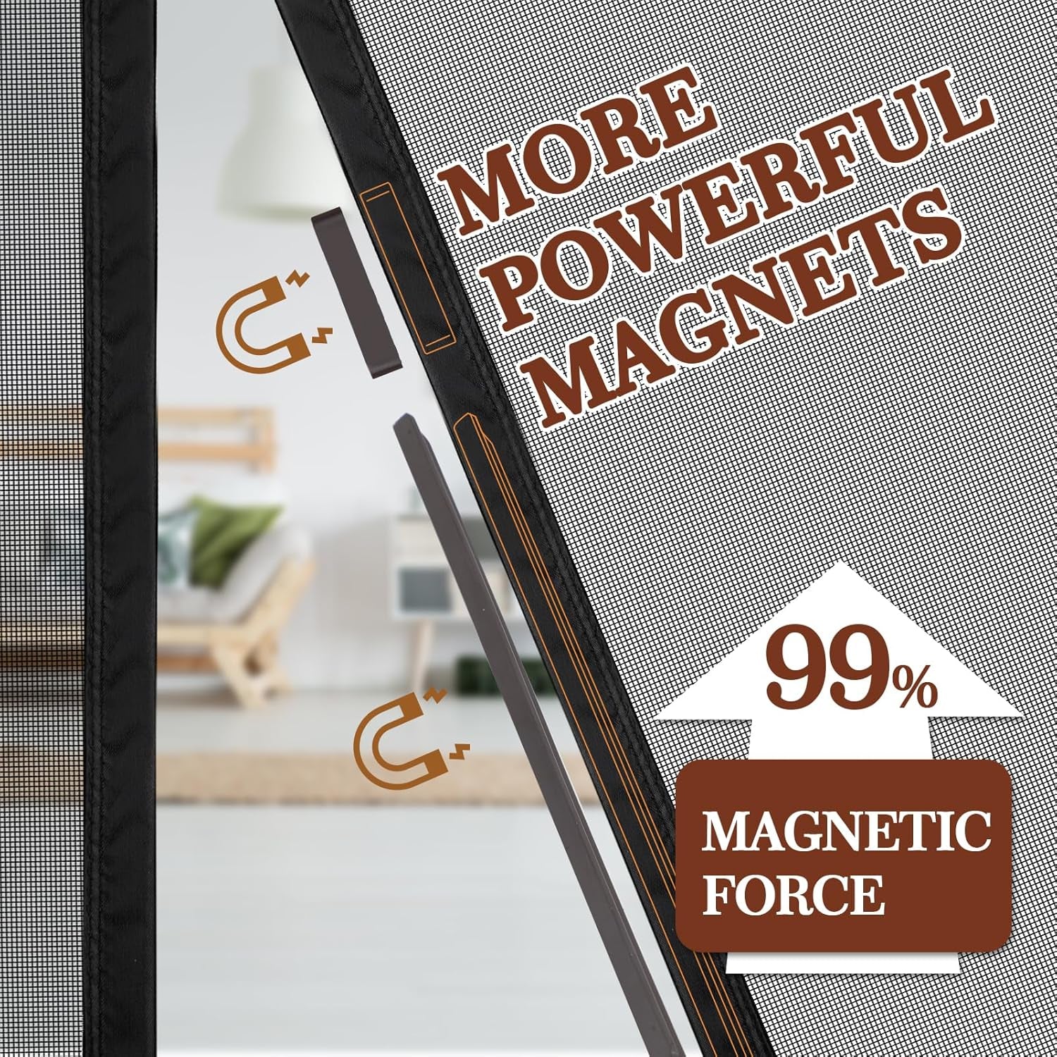 Magnetic Screen Door - 30" x 81" - Heavy Duty Mesh - Fits 28" x 80" Doors